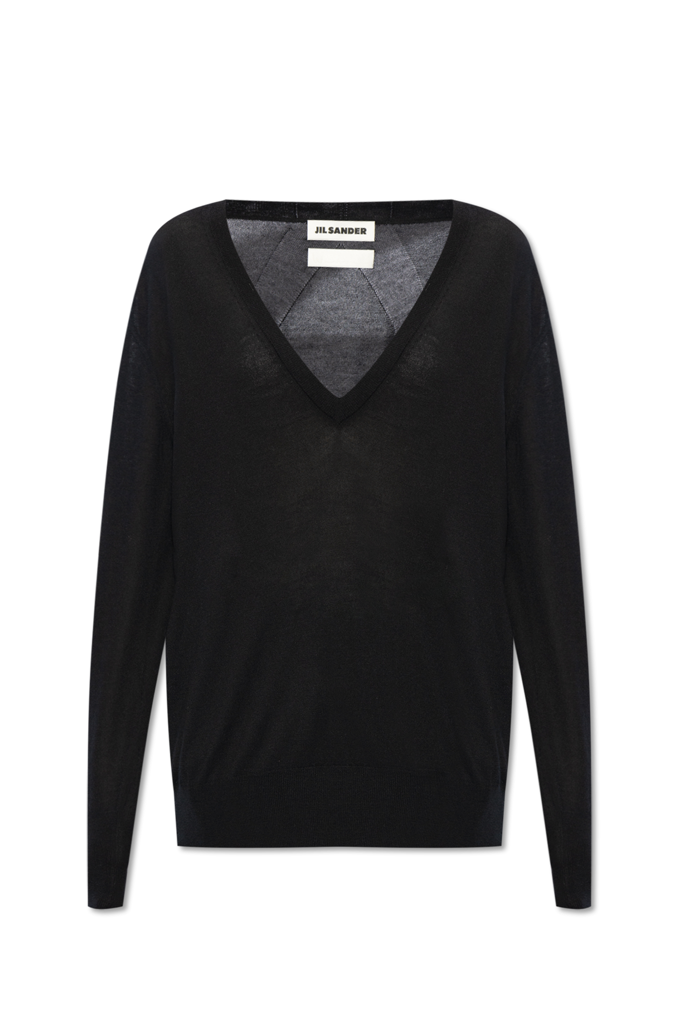 希少 JIL SANDER Ｖネック ニット 50 jil sander vネック 50 JIL SANDER BLACK COTTON KNITWEAR Jil Sander